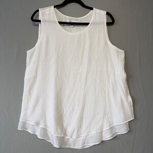 Cristina B Womens Lagenlook Sleeveless Tunic Top Size L White Lightweight Flowy